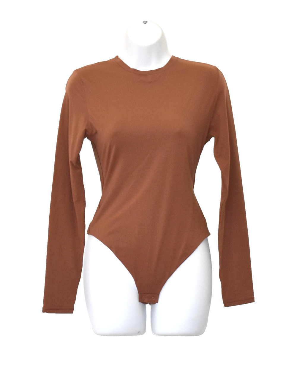 B0 NWT SKIMS Safron Long Sleeve Crew Neck Bodysuit Size L $70